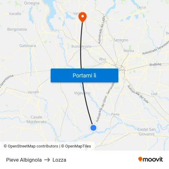 Pieve Albignola to Lozza map
