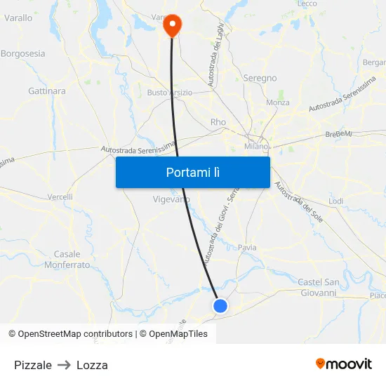 Pizzale to Lozza map