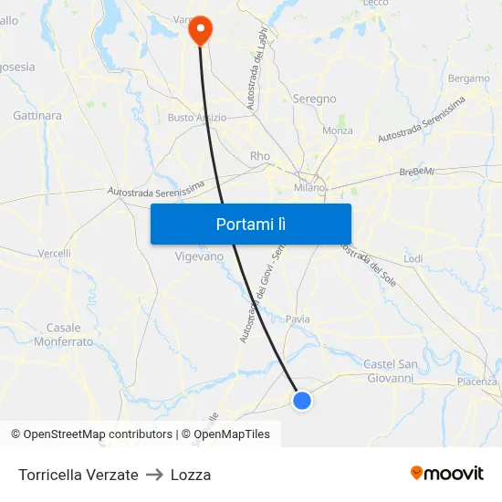 Torricella Verzate to Lozza map