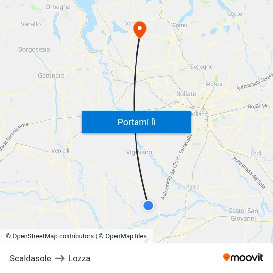 Scaldasole to Lozza map