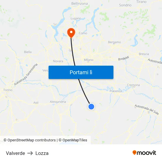 Valverde to Lozza map