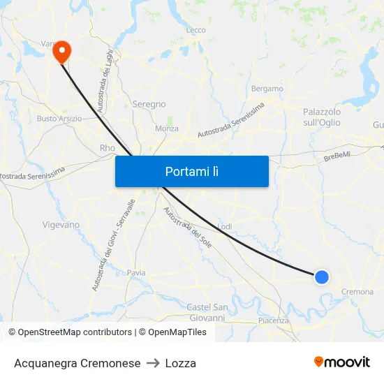 Acquanegra Cremonese to Lozza map