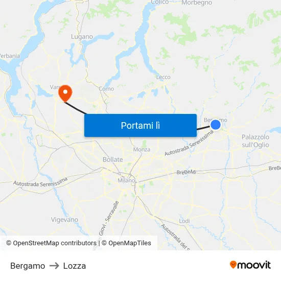Bergamo to Lozza map