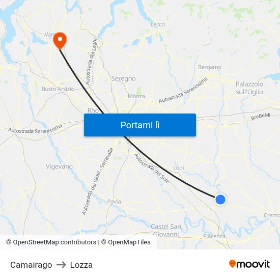 Camairago to Lozza map