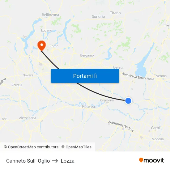 Canneto Sull' Oglio to Lozza map