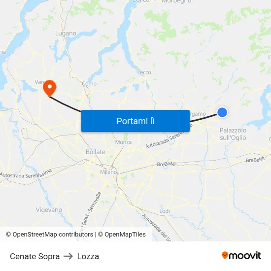 Cenate Sopra to Lozza map