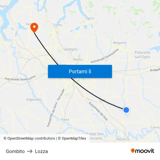 Gombito to Lozza map