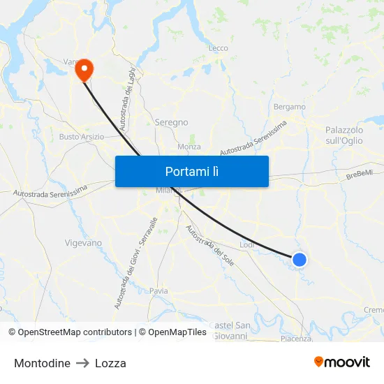 Montodine to Lozza map