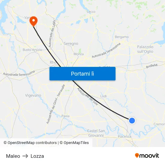 Maleo to Lozza map