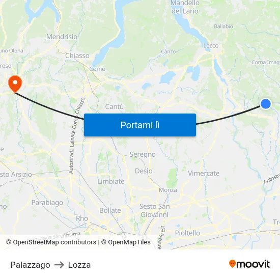 Palazzago to Lozza map