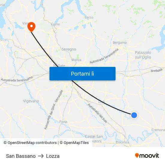 San Bassano to Lozza map