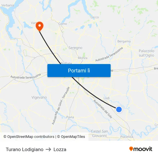 Turano Lodigiano to Lozza map