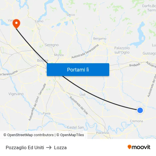 Pozzaglio Ed Uniti to Lozza map