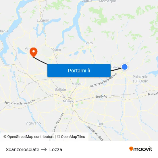 Scanzorosciate to Lozza map