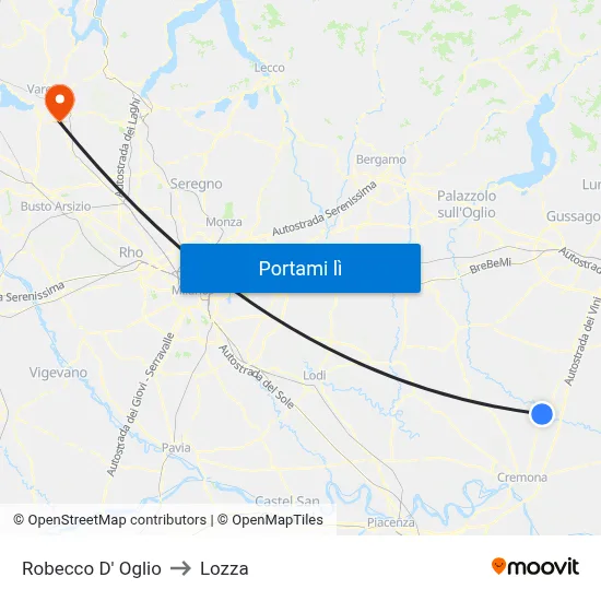 Robecco D' Oglio to Lozza map