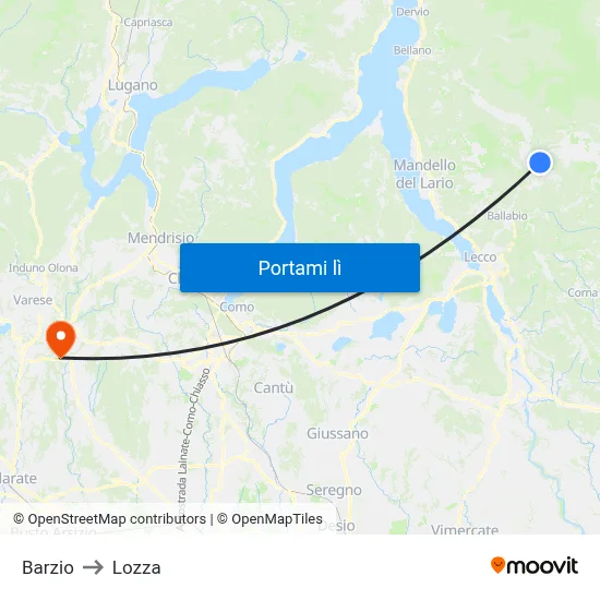 Barzio to Lozza map
