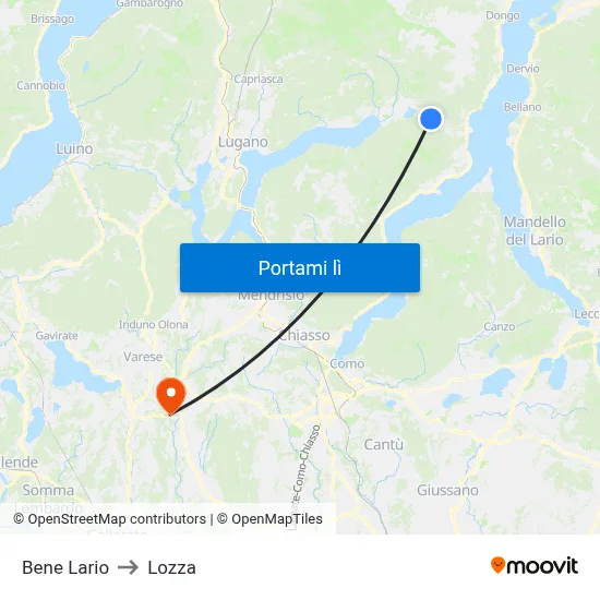 Bene Lario to Lozza map