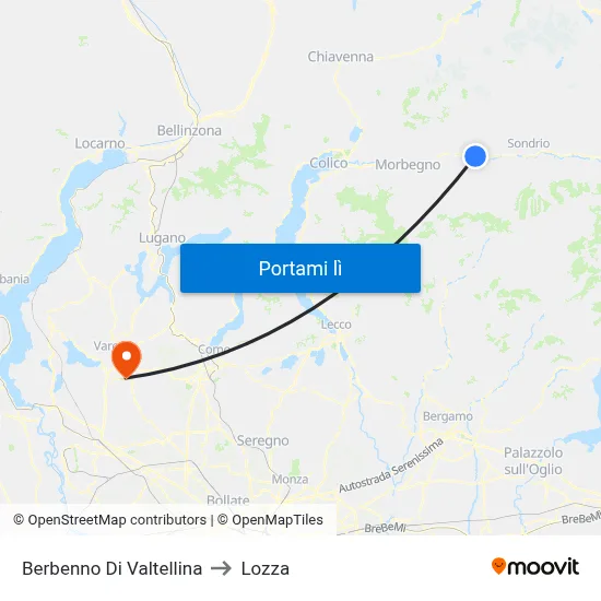 Berbenno Di Valtellina to Lozza map