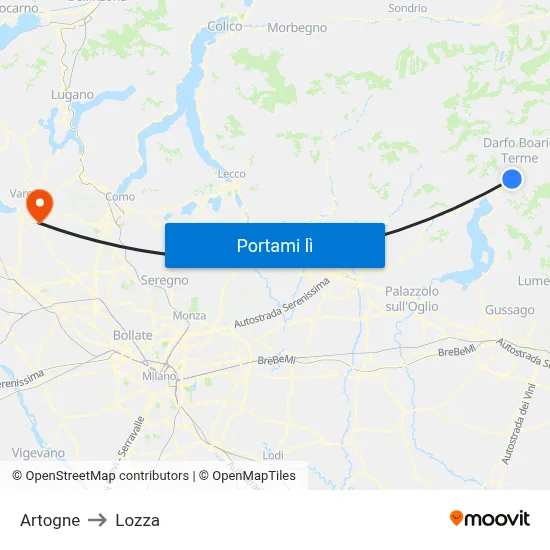 Artogne to Lozza map