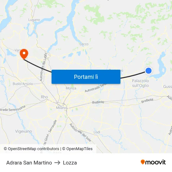 Adrara San Martino to Lozza map