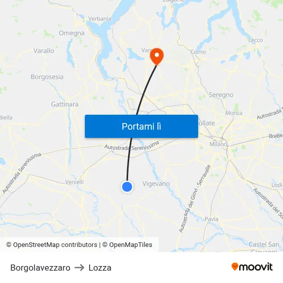 Borgolavezzaro to Lozza map