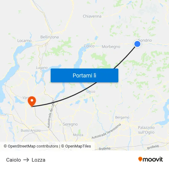 Caiolo to Lozza map