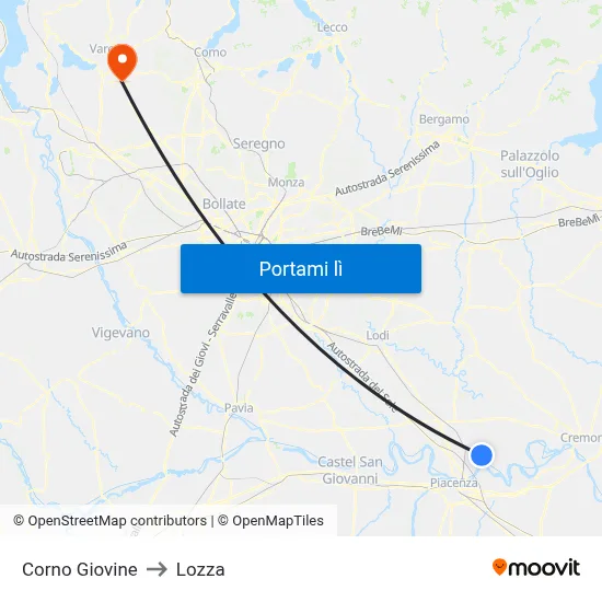 Corno Giovine to Lozza map