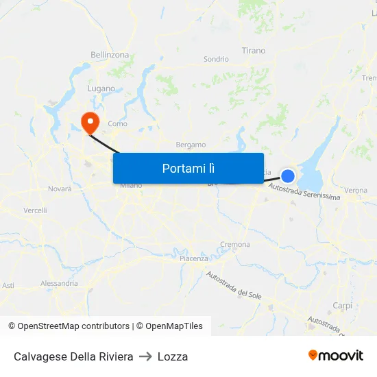 Calvagese Della Riviera to Lozza map