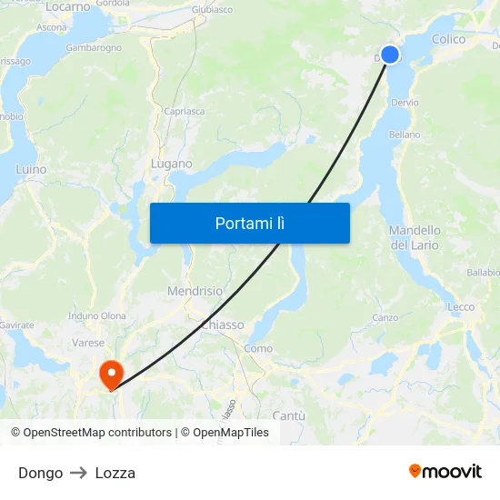Dongo to Lozza map