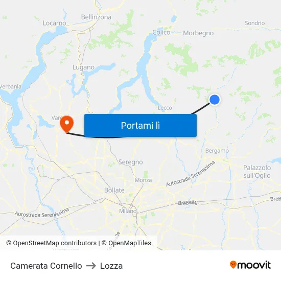 Camerata Cornello to Lozza map
