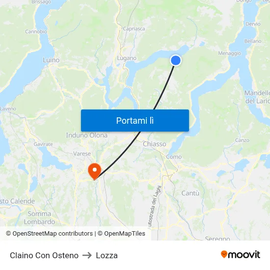 Claino Con Osteno to Lozza map