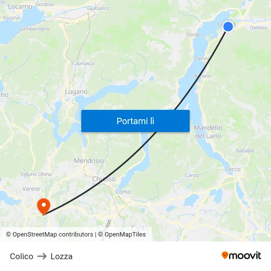 Colico to Lozza map