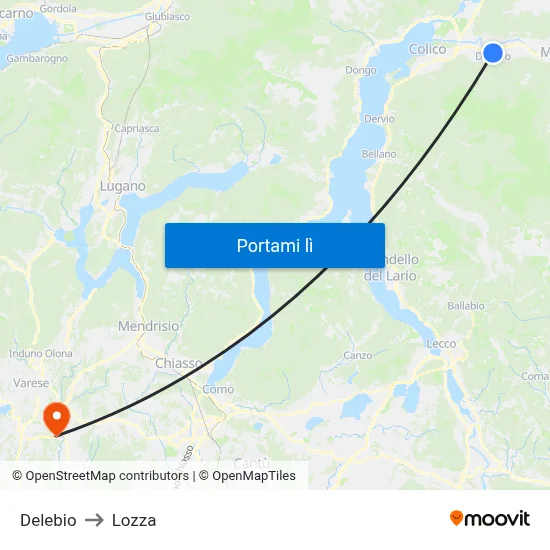 Delebio to Lozza map