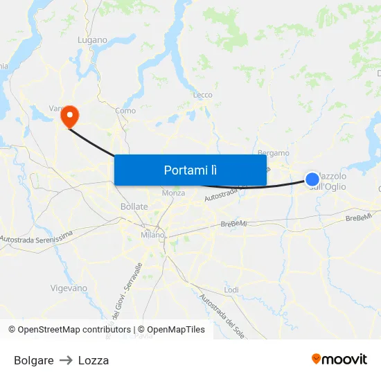 Bolgare to Lozza map