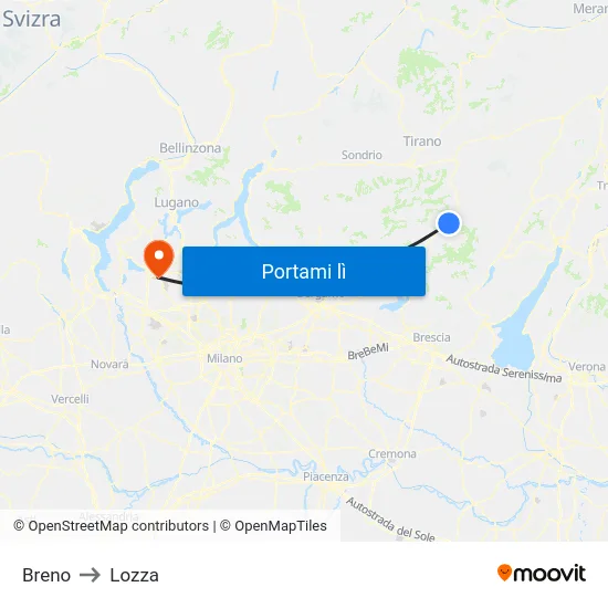 Breno to Lozza map