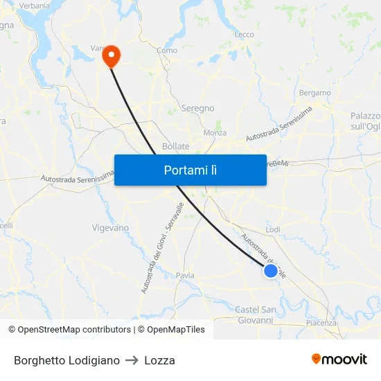 Borghetto Lodigiano to Lozza map