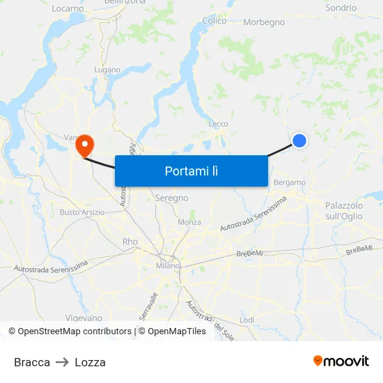 Bracca to Lozza map