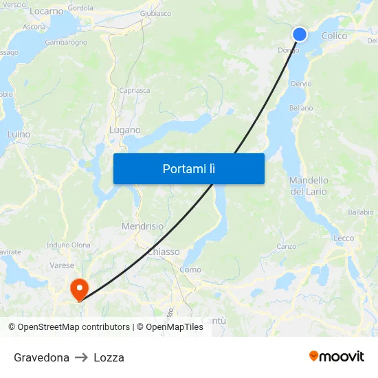 Gravedona to Lozza map
