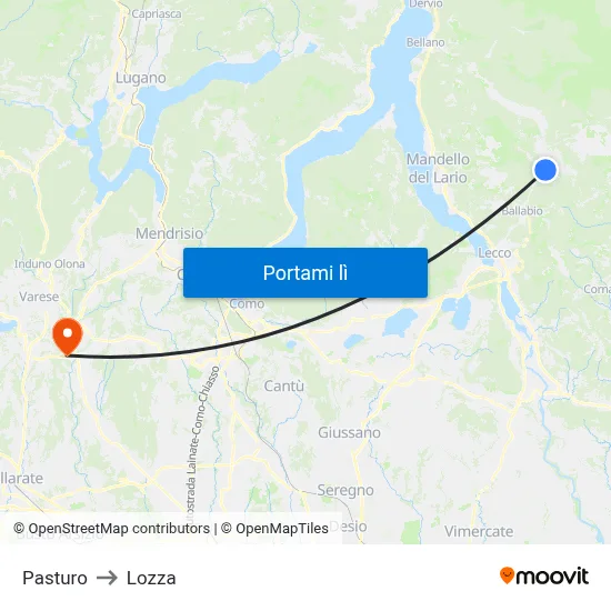 Pasturo to Lozza map