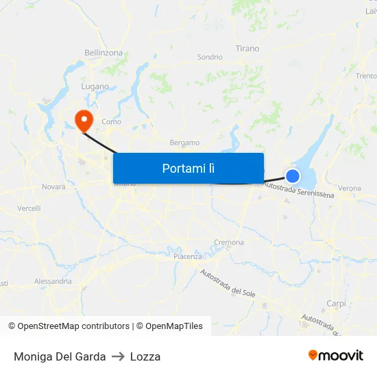 Moniga Del Garda to Lozza map