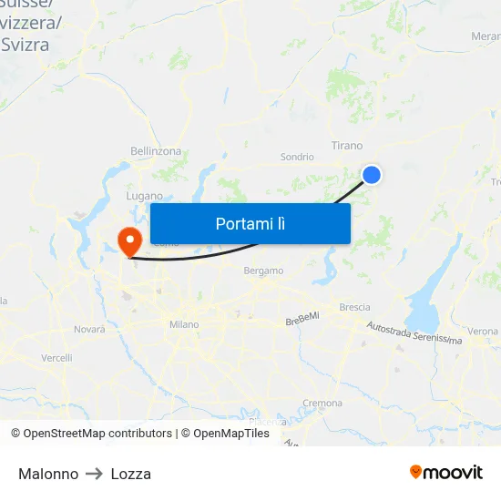 Malonno to Lozza map