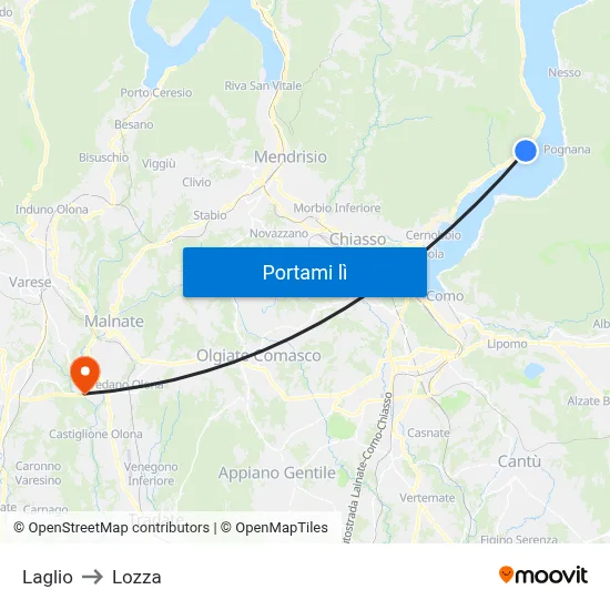 Laglio to Lozza map