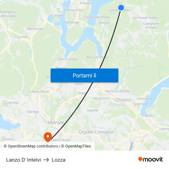 Lanzo D' Intelvi to Lozza map