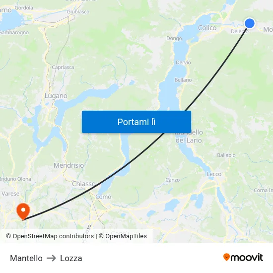 Mantello to Lozza map