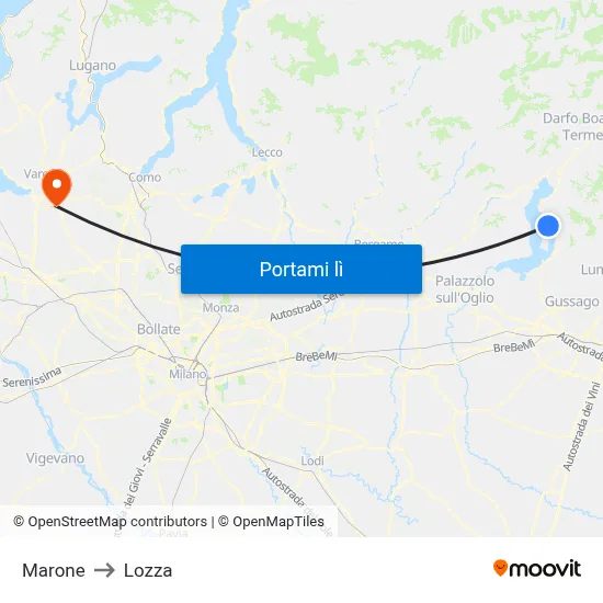 Marone to Lozza map