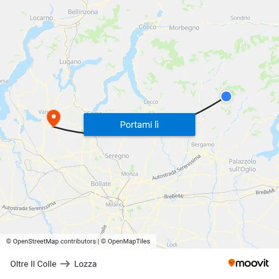 Oltre Il Colle to Lozza map
