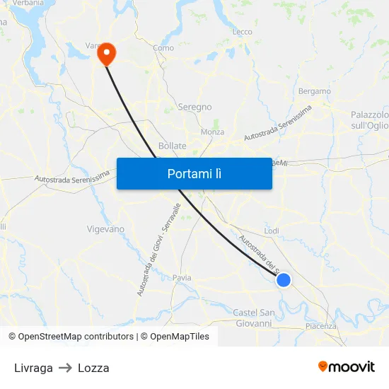 Livraga to Lozza map