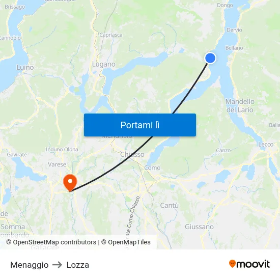 Menaggio to Lozza map