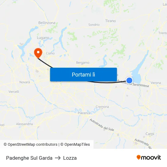 Padenghe Sul Garda to Lozza map