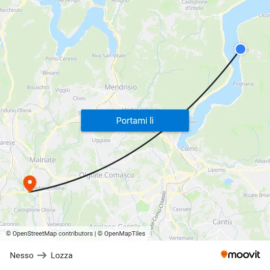 Nesso to Lozza map